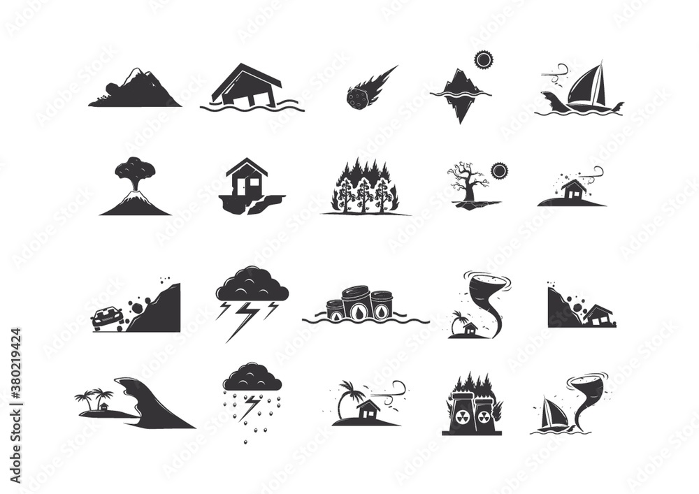 Naklejka premium set of natural disaster icons