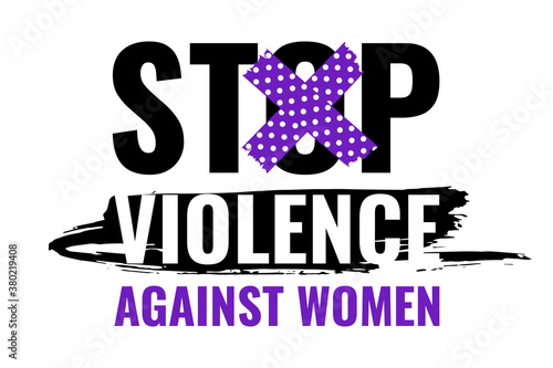 Stop Violence against women banner, poster, card. Creative social concept design on white background. Vector illustration