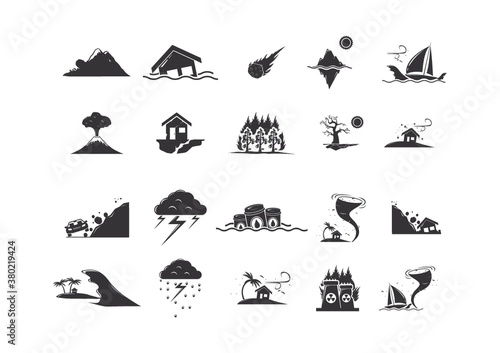 set of natural disaster icons
