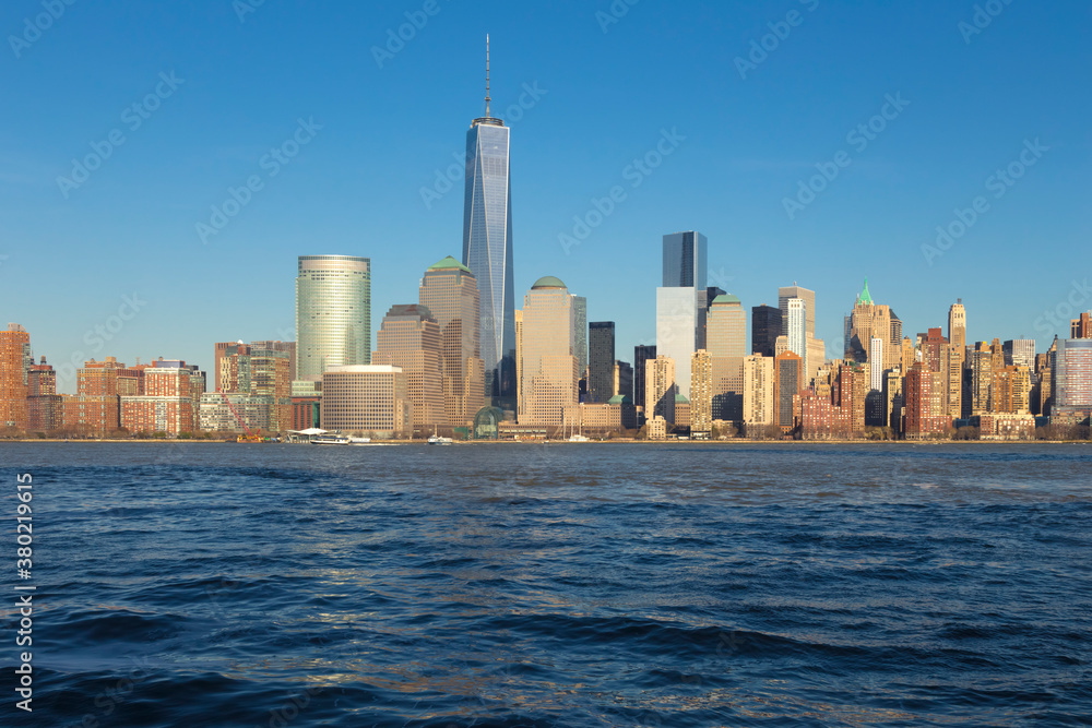 Lower Manhattan Skyline and the Hudson River, New York City as Seen from New Jersey Lower Manhattan Skyline and the Hudson River, New York City as Seen from New Jersey