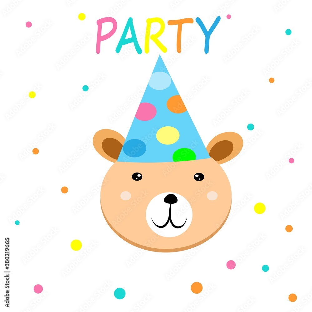 cute animals in party hats happy birthday decoration vector illustration cute animals in party hats happy birthday decoration vector illustration