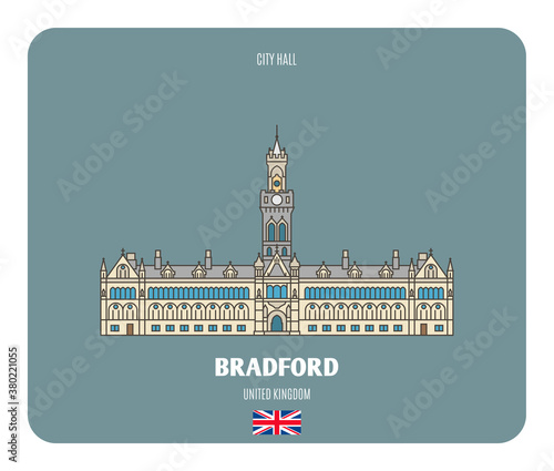 City Hall in Bradford, UK. Architectural symbols of European cities