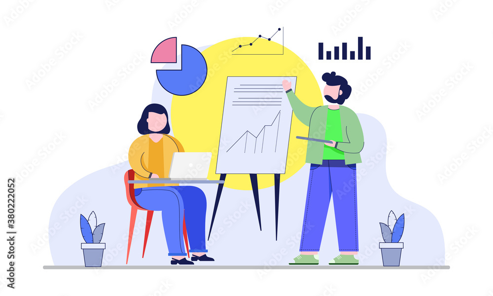 A man Presentation explain the graph in front of a coworker A man Presentation explain the graph in front of a coworker