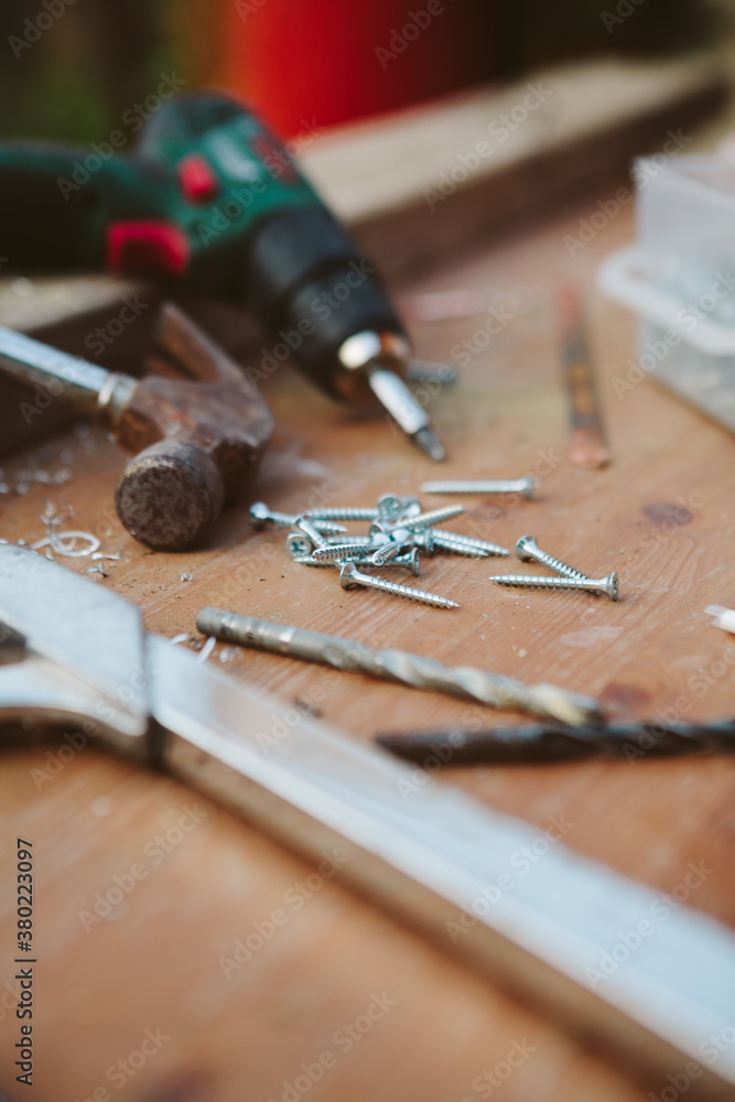 Hammer and other tools. Hammer and other tools.