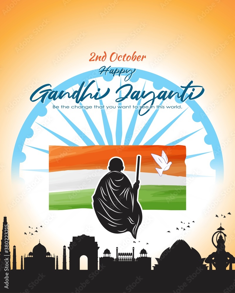 Vector illustration of Happy Gandhi Jayanti, Mahatma Gandhi ...