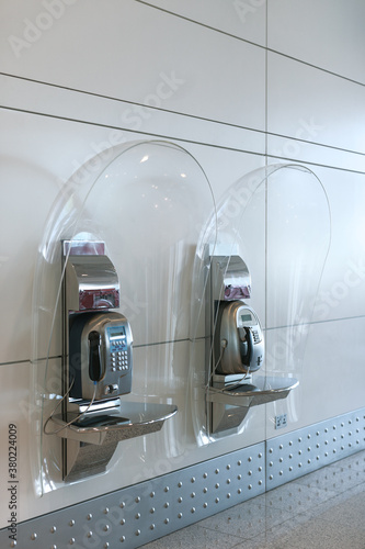 Public phones in the airport.