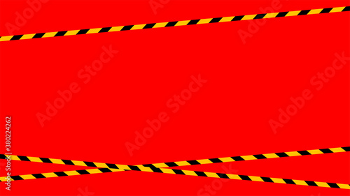 caution tape line, tape yellow black stripe pattern on red for background, warning space with ribbon tape sign for comfort safety zone, safety banner for copy space, ribbon yellow black stripe