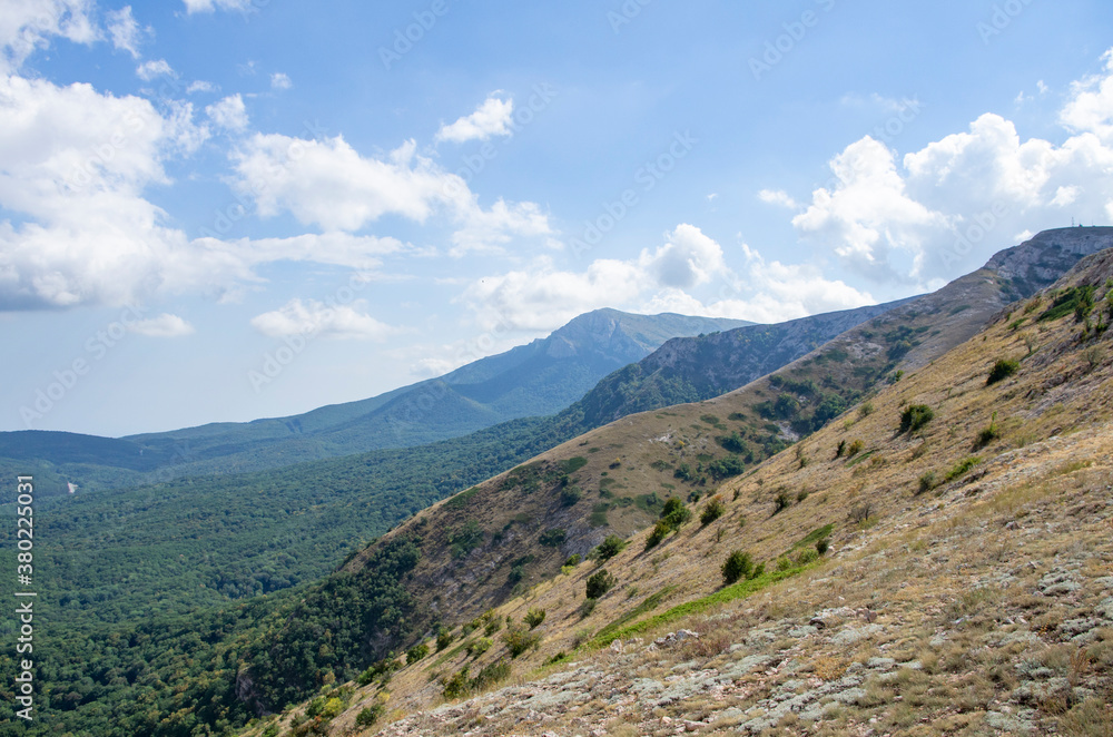 Mountain landscape. Summer tracking. The Mountains Of The Crimea