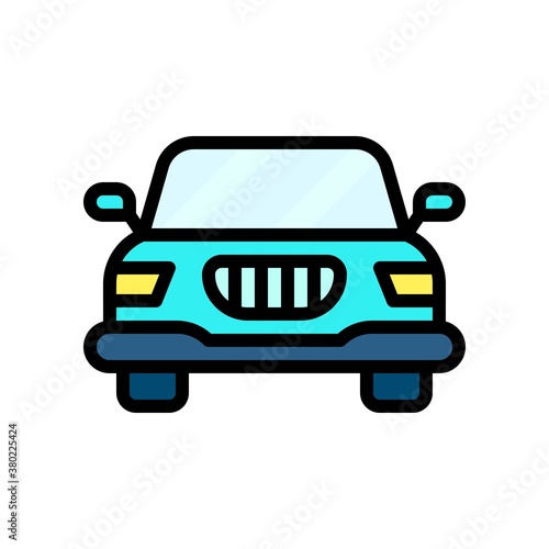 party icons related car with mirror and lights vector with editable stroke 