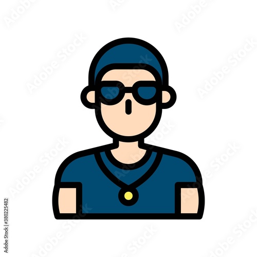 party icons related boy with glasses and locket vector with editable stroke,