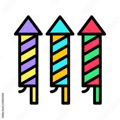 party icons related fire crackers with strips for party or celebration vector with editable stroke,