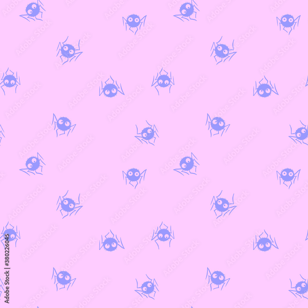 Seamless pattern of cute little spiders with eyes. Halloween vector backgrounds and textures. Isolated, hand drawn illustration Seamless pattern of cute little spiders with eyes. Halloween vector backgrounds and textures. Isolated, hand drawn illustration