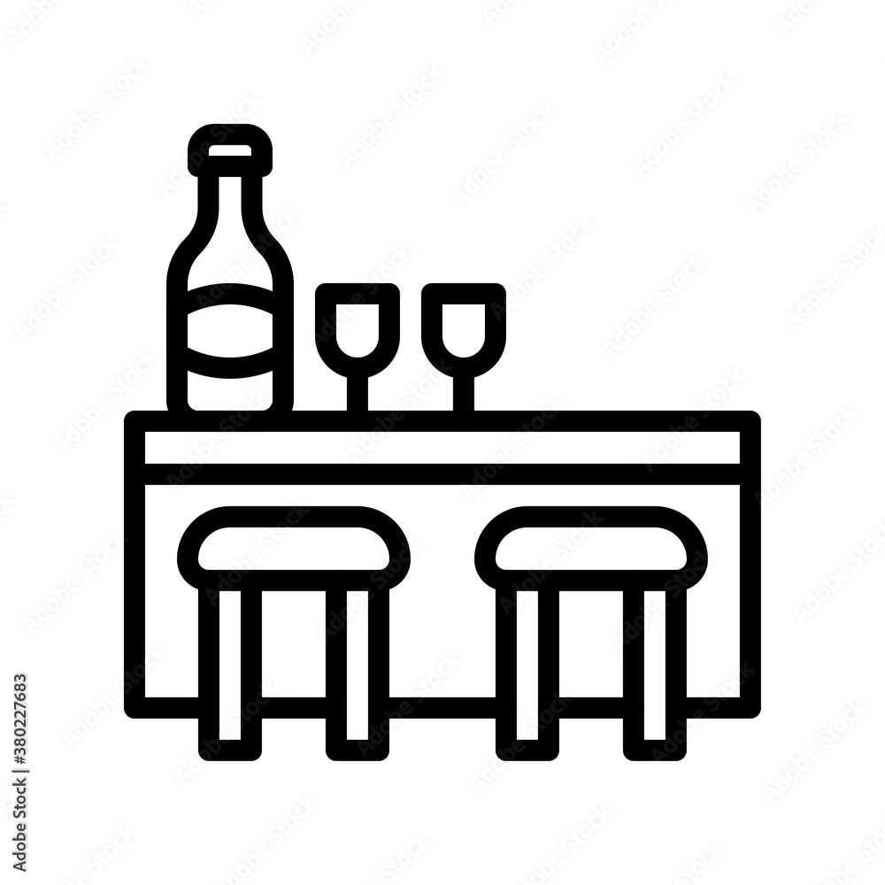 party icons related table, bottle and glasses with stool vector with editable stroke party icons related table, bottle and glasses with stool vector with editable stroke
