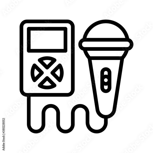 party icons related microphone and mp3 with wire and buttons for party and celebration vector with editable stroke