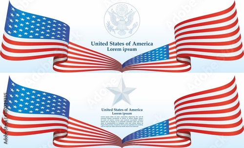 Flag of the United States, American flag, USA design. The Stars and Stripes;  Bright, colorful vector illustration
