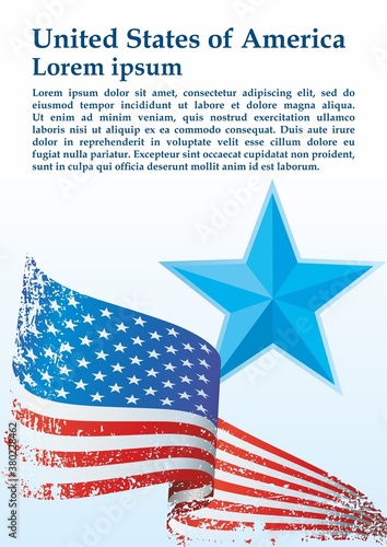 Flag of the United States, American flag, USA design. The Stars and Stripes; Bright, colorful vector illustration 