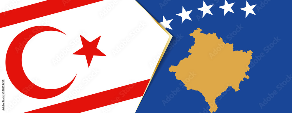 Northern Cyprus and Kosovo flags, two vector flags. Northern Cyprus and Kosovo flags, two vector flags.