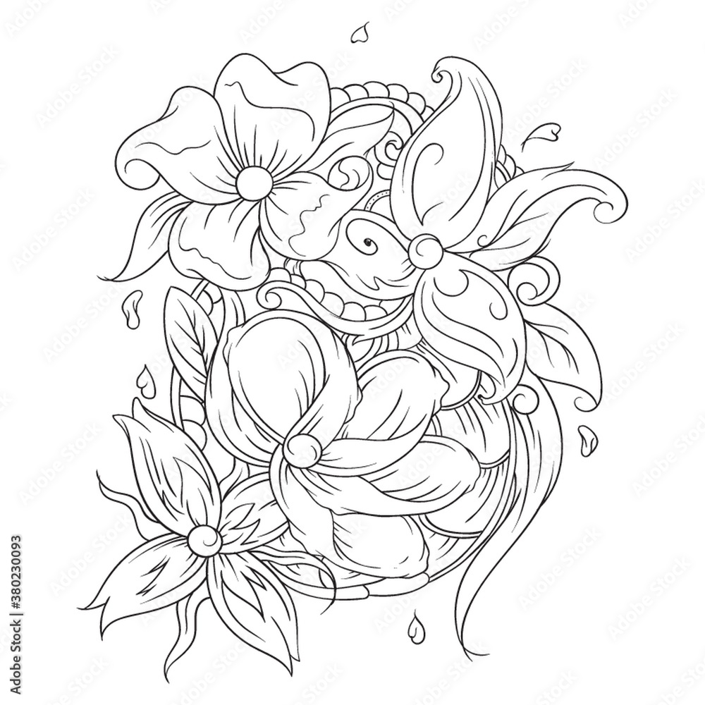 Obraz premium Floral design colouring book illustration