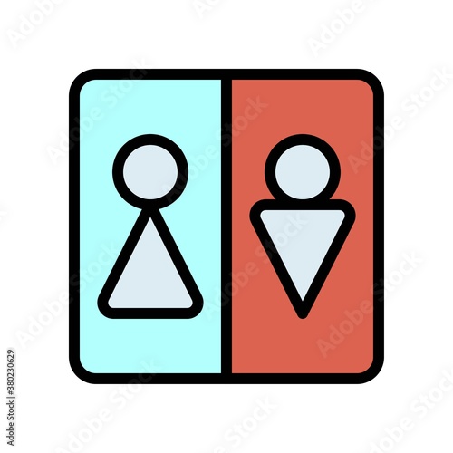 plumber icons related bathroom door male and female sign vector with editable stroke,
