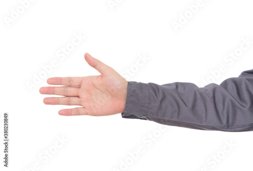 Spread out five fingers of one hand in front of white background