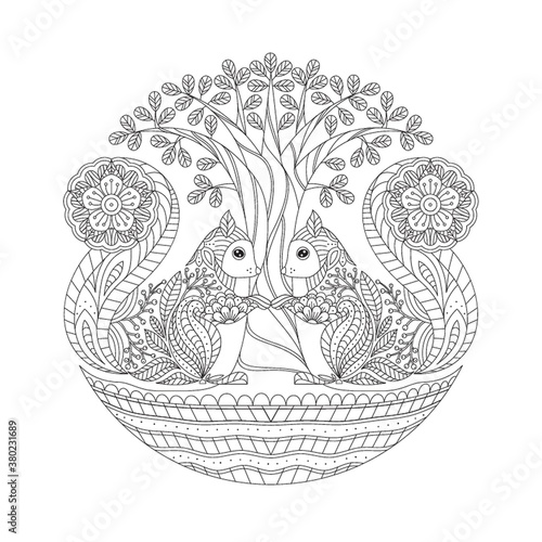 Wallpaper Mural Intricate squirrel design Torontodigital.ca