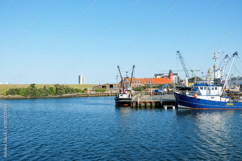 boats in the harbor of Büsum in Germany