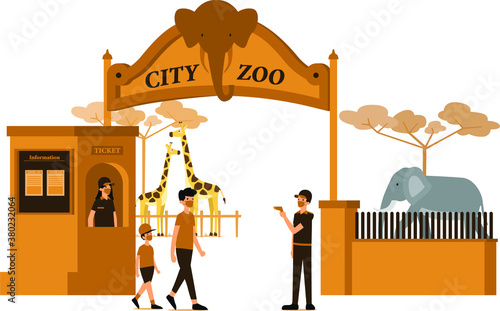 Masked traveller are entering the zoo main gate during new normal