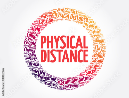 Physical Distance word cloud collage, concept background