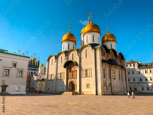 Dormition or Assumption Cathedral on the Cathedral square of the Moscow Kremlin. Moscow, Russia.