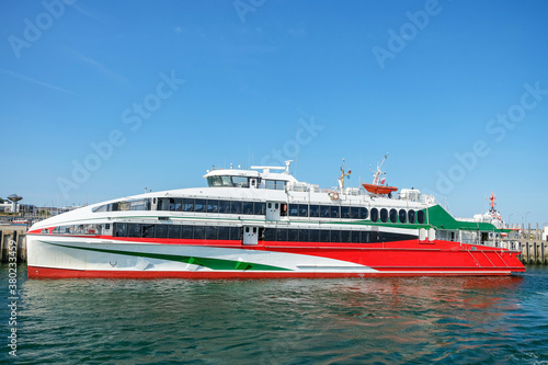 hydrofoils or catamaran passenger ferry in the port of Helgoland / Germany
