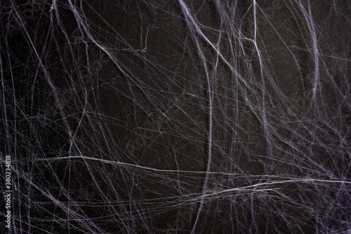 White spider's net on a black background. concept of halloween