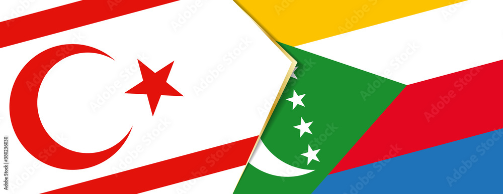 Northern Cyprus and Comoros flags, two vector flags. Northern Cyprus and Comoros flags, two vector flags.