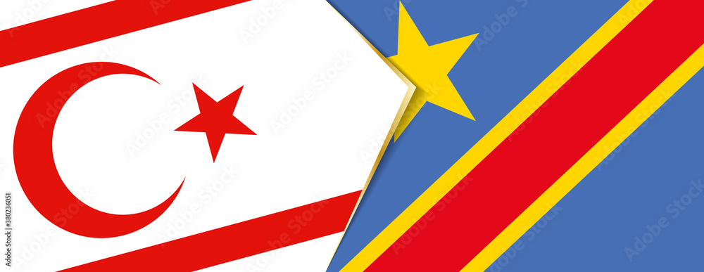 Northern Cyprus and DR Congo flags, two vector flags. Northern Cyprus and DR Congo flags, two vector flags.