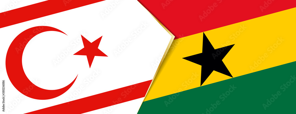 Northern Cyprus and Ghana flags, two vector flags. Northern Cyprus and Ghana flags, two vector flags.