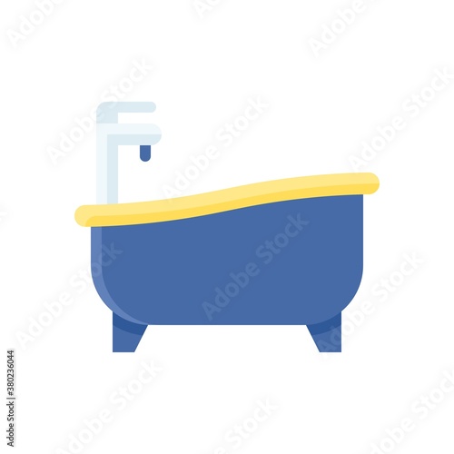 plumber icons related bathtub with valve faucet or shower vector in flat style,
