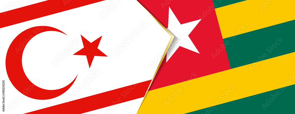 Northern Cyprus and Togo flags, two vector flags. Northern Cyprus and Togo flags, two vector flags.