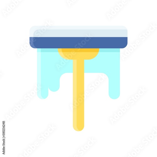 plumber icons related mirror wiper with water and stick vector in flat style,