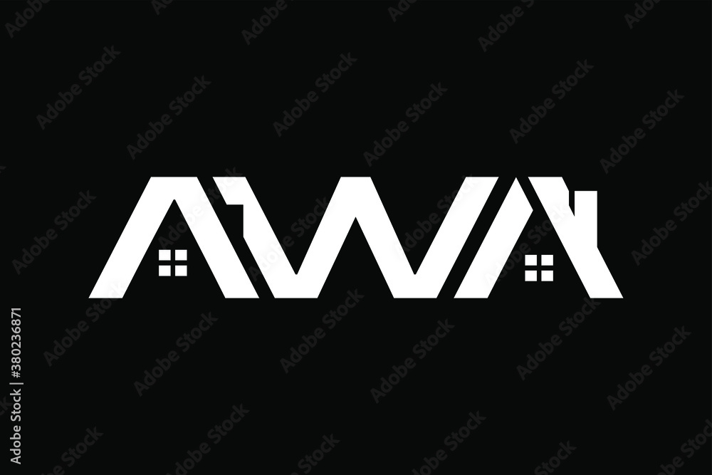 Letter AWA with home for design concept. Very suitable in various business purposes, also for icon, logo symbol and many more. - obrazy, fototapety, plakaty 