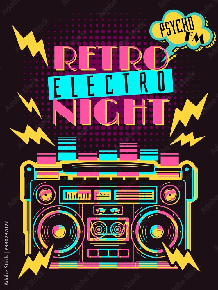 Retro party boombox poster