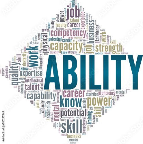 Ability vector illustration word cloud isolated on a white background.