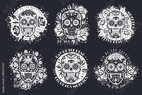 Mexican skulls emblems