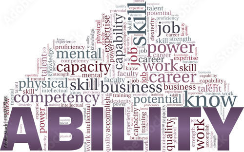 Ability vector illustration word cloud isolated on a white background.