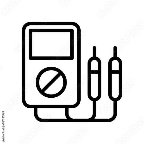 plumber icons related multimeter with pins and button  vector in lineal style,