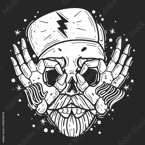 hipster skull illustration