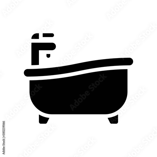 plumber icons related bathtub with valve faucet or shower vector in solid design,