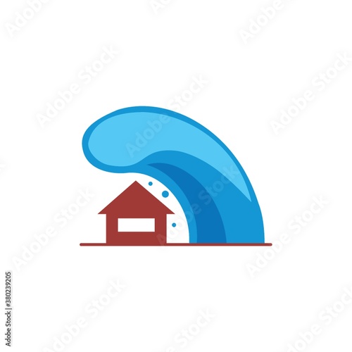 House with tsunami concept