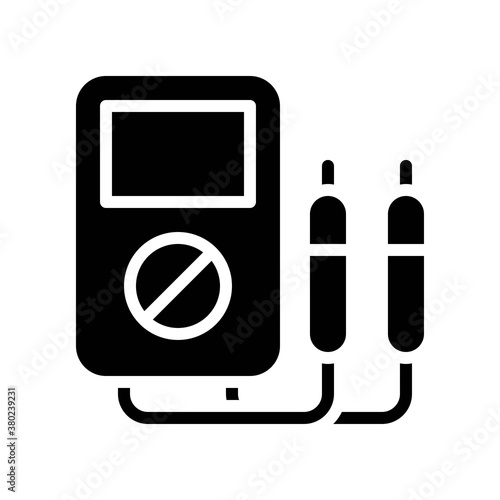 plumber icons related multimeter with pins and button  vector in solid design,