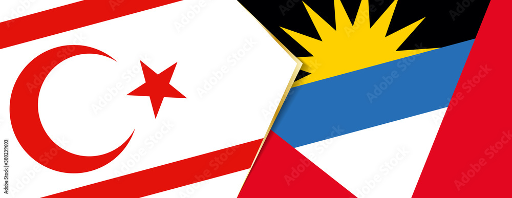 Northern Cyprus and Antigua and Barbuda flags, two vector flags. Northern Cyprus and Antigua and Barbuda flags, two vector flags.