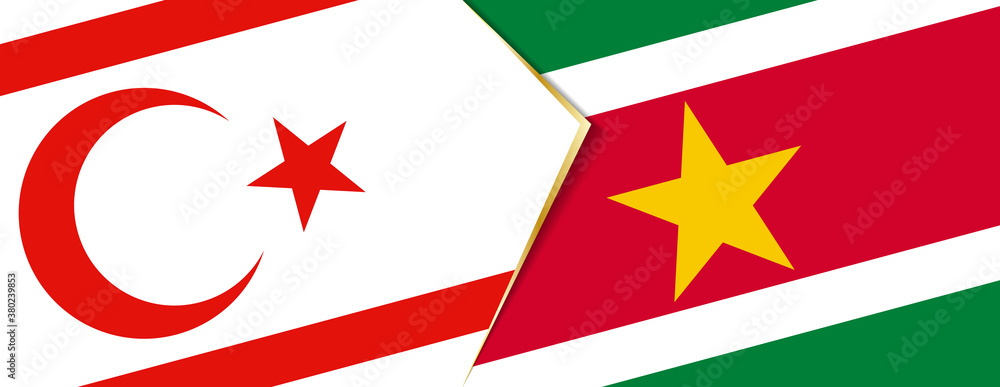Northern Cyprus and Suriname flags, two vector flags. Northern Cyprus and Suriname flags, two vector flags.