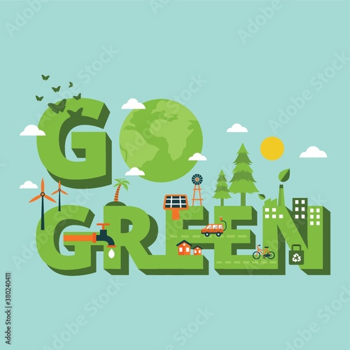 Go green lettering design
